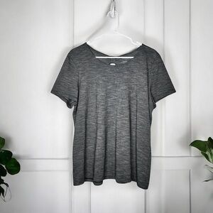 Talbots Women’s Short Sleeve Gray Cotton Blouse Top Size L